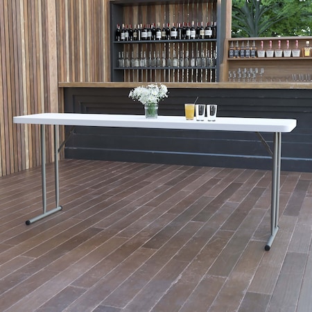 Flash Furniture 18 W, 72 L, 29 H, Metal, Plastic, Plastic: Polyethylene Top, Granite White 4-DAD-YCZ-180-GW-GG
